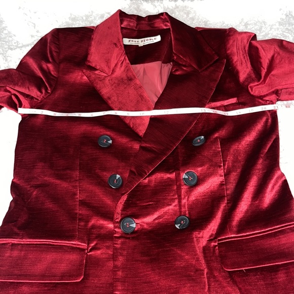 FREE PEOPLE Ashby Brushed Velvet Holiday Christmas Red Blazer Oversized Size M - Picture 14 of 16